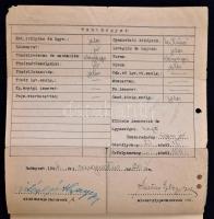 1943 Osztályozási kimutatás, M. kir. honvéd "Ludovika" akadémia, kartonra ragasztva, 30x21...