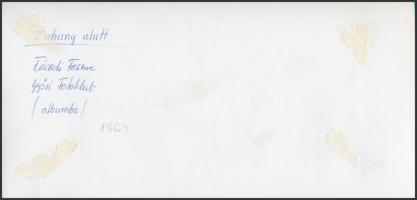 1964 Füredi Ferenc (Győr): Zuhany alatt, feliratozott vintage fotóművészeti alkotás, 11x23 cm