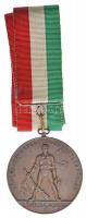 1949. Népért-Szabadságért-Függetlenségért - Lövészbajnokság / Országos Magyar Sportlövő Szövetség 1949.X.30. Br céllövő verseny díjérem nyakszalagon. Szign.: Lőrincz E., Fonyó M. (50,5mm) T:2 / Hungary 1949. Hungarian National Shooter Association 30.X.1949 Br award medal on neck ribbon. Sign.: Lőrincz E., Fonyó M. (50,5mm) C:XF