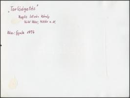 1974 Regős István Károly (Pécs): Tarlóégetés, feliratozott vintage fotóművészeti alkotás, 18x24 cm