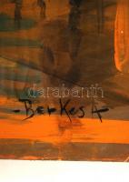 Berkes jelzéssel: Utca részlet. Olaj, falemez, sérült, 48×69 cm