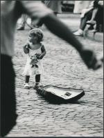 cca 1970 Kalocsai Rudolf: Védelem alatt, feliratozott vintage fotóművészeti alkotás, 24x18 cm