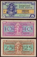 USA/katonai kiadás 1954. 5c, 10c, 25c T:II