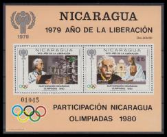 1980 Nicaragua részt vesz az olimpián; Einstein blokk Mi 113