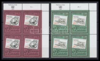 Bélyeggyűjtés tiszteletére sor ívsarki négyestömbökben, Stamp Collecting set in corner blocks of 4