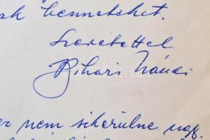 1 db. levél. Bihari Nándor személyes hangú levele Vas Zoltán (1903-1983) író, politikus feleségéhez,...