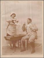 cca 1910 Foto: Markovits (Munkács), 3 db vintage színpadi fotó, az egyik pecséttel jelzett, 21x16 cm kartonra ragasztva