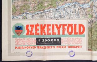1942 Székelyföld nagyméretű térképe, Magyar Királyi Honvéd Térképészeti Intézet, 84x100 cm