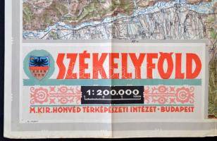 1942 Székelyföld nagyméretű térképe nagyon szép állapotban, eredeti szalaggal, Magyar Királyi Honvéd...