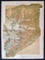 cca 1880 A Trienti hátság vászon térkép / Trient massif map on canvas 29x40 cm