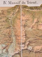 cca 1880 A Trienti hátság vászon térkép / Trient massif map on canvas 29x40 cm