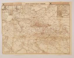 cca 1920 Posner Lajos - Közép Európa vasúti térképe / Railroad map of Central Europe 80x70 cm