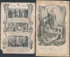 Cca 1860, 2 db. német nyelvű szentkép. 8x13 cm, és 8x14 cm. / Cca 1860, 2 piece of holy pictures in german language.