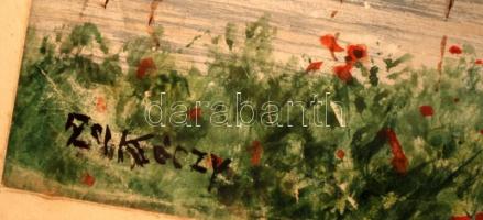 Zorkóczy jelzéssel: Turistaház. Vegyes technika, papír, üvegezett keretben,  24×31 cm