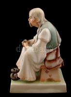 Zsolnay szalonnázó paraszt, kézzel festett, jelzett, hibátlan, m:32 cm