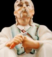 Zsolnay szalonnázó paraszt, kézzel festett, jelzett, hibátlan, m:32 cm