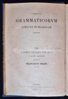 Toldy Ferencz: A régi magyar nyelvészek Erdősitől Tsétsiig. Pest, 1866. Eggenberger. XVIII, 717 l. Félvászon kötésben. Ritka