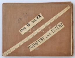 1884 Budapest és Tétény  térkép kartonra kasírozva, 39x52cm