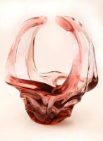 Díszkosár, anyagában színezett, jelzés nélkül, apró karcolásokkal, m:21 cm