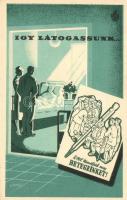 1959 Így látogassunk egészségügyi propaganda képeslap / Hungarian healthcare propaganda art postcard, s: Gönczi
