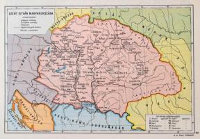 1933 Magyar Történelmi Atlasz. A Magyar nemzet története ősidőktől napjainkig című műhöz. Tervezték: Albisi Barthos Indár és Kurucz György dr. Budapest, 1933, Lantos. Saját kettévált mappában, egyébként szép állapotban.