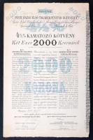 Budapest 1909. "Pesti Hazai Első Takarékpénztár-Egyesület" nyeremény-kötvénye 2.000K-ról, szárazpecséttel, bélyegzéssel és szelvényekkel T:I-