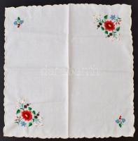Kalocsai hímzett terítő és 3db szalvéta, 50x50cm és 19x21cm