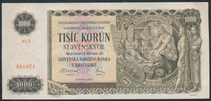 Szlovákia 1940. 1000K T:II-  Slovakia 1940. 1000 Korun C:VF