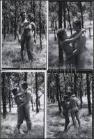 cca 1972 Ádám és Éva találkozása az erdőben, finoman erotikus fényképek, 6 db korabeli negatívról készült modern nagyítás, 15x10 cm / 6 erotic photos, 15x10 cm