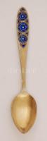 Aranyozott ezüst (Ag.) mokkás kanál készlet (6 db), jelzett (szovjet), zománc díszítéssel, h:11,5 cm...