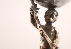 Ezüst (Ag.) figurális fűszertartó párban, jelzett, szintetikus kővel, m: 11 cm (2×), nettó:120 g (eg...