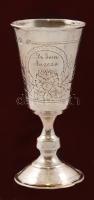 1898 Ezüst (Ag.) orosz kiddus pohár, jelzett, vésett, m:9,5 cm, nettó:34 g
