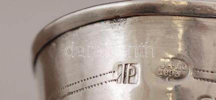 1898 Ezüst (Ag.) orosz kiddus pohár, jelzett, vésett, m:9,5 cm, nettó:34 g