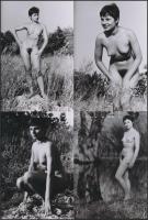 cca 1975 A természetjárás örömei, finoman erotikus fényképek, 8 db korabeli negatívról készült moder...