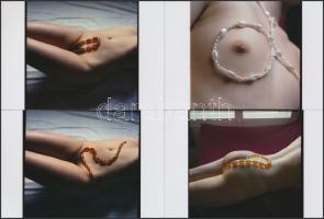 cca 1986 Kényeztető csecsebecsék, finoman erotikus fényképek, 13 db korabeli negatívról készült mode...