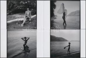 cca 1985 Kalandozás a Dunakanyarban, finoman erotikus fényképek, 13 db korabeli negatívról készült m...