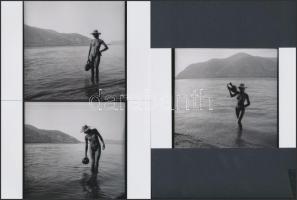 cca 1985 Kalandozás a Dunakanyarban, finoman erotikus fényképek, 13 db korabeli negatívról készült m...