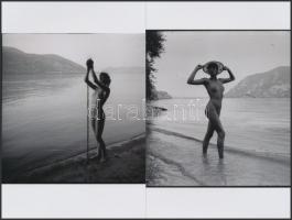 cca 1985 Kalandozás a Dunakanyarban, finoman erotikus fényképek, 13 db korabeli negatívról készült m...