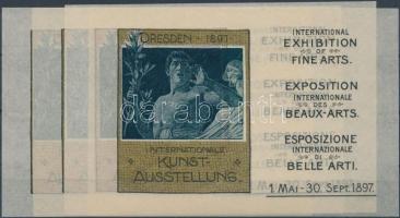 1897 A Drezdai Nemzetközi Művészeti Kiállítás kisméretű reklámcédulái, 4 db, 12x8 cm / 1897 Dresden, International exhibition of fine arts, 12x8 cm