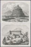 1857 Várak: Zára, Sárosi és Zólyomi,  rotációs fametszet a Vasárnapi Újság egyik 1857-es számából, papír, jelzés nélkül, 3db, 13x26cm és11x14cm