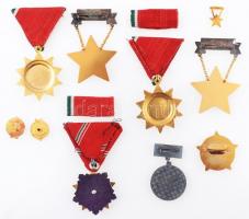 Vegyes 9db-os kitüntetés tétel, közte 7db szocialista kitüntetés, kettő kivételével eredeti tokban +...