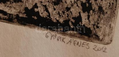 Győrik Ágnes (1990-): Baraka 1. Rézkarc, papír, jelzett, számozott ((III/VII), 25×17 cm