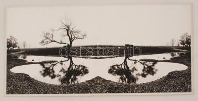 1984 Dobosy László: Emlék, feliratozott vintage fotóművészeti alkotás, kasírozva, 21x45 cm