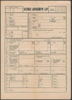 Kitöltetlen Katonai Anyakönyvi Lap. 1930/40-es évek. Papír, jó állapotban.
