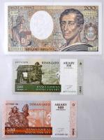 57db-os vegyes külföldi bankjegy tétel berakóban, közte Franciaország, Kína, Lengyelország, Mongólia...