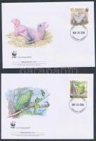 WWF Parrots set 4 FDC WWF: Papagájok sor 4 db FDC-n