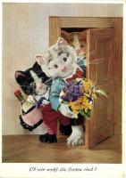 42 db MODERN motívumlap, változó minőségben; macskák / 42 modern motive cards, mixed quality; cats