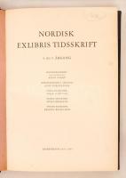 1951-53 Nordisk Exlibris Tidsskrift. Kobenhavn, sok eredeti beragasztott ex libris illusztrációval, egybekötve, 27x20cm / Ex-libris literature with a lot of original engraving