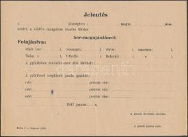 A SAS (Siess, Adj, Segíts!) segélyszervezet részére történő borfelajánlási Jelentés. Budapest, 1947,...