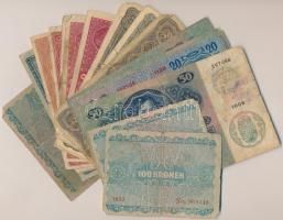 1913-1922. 35db-os vegyes korona tétel 50f-100K, néhány osztrák Korona bankjeggyel, több ragasztott ...